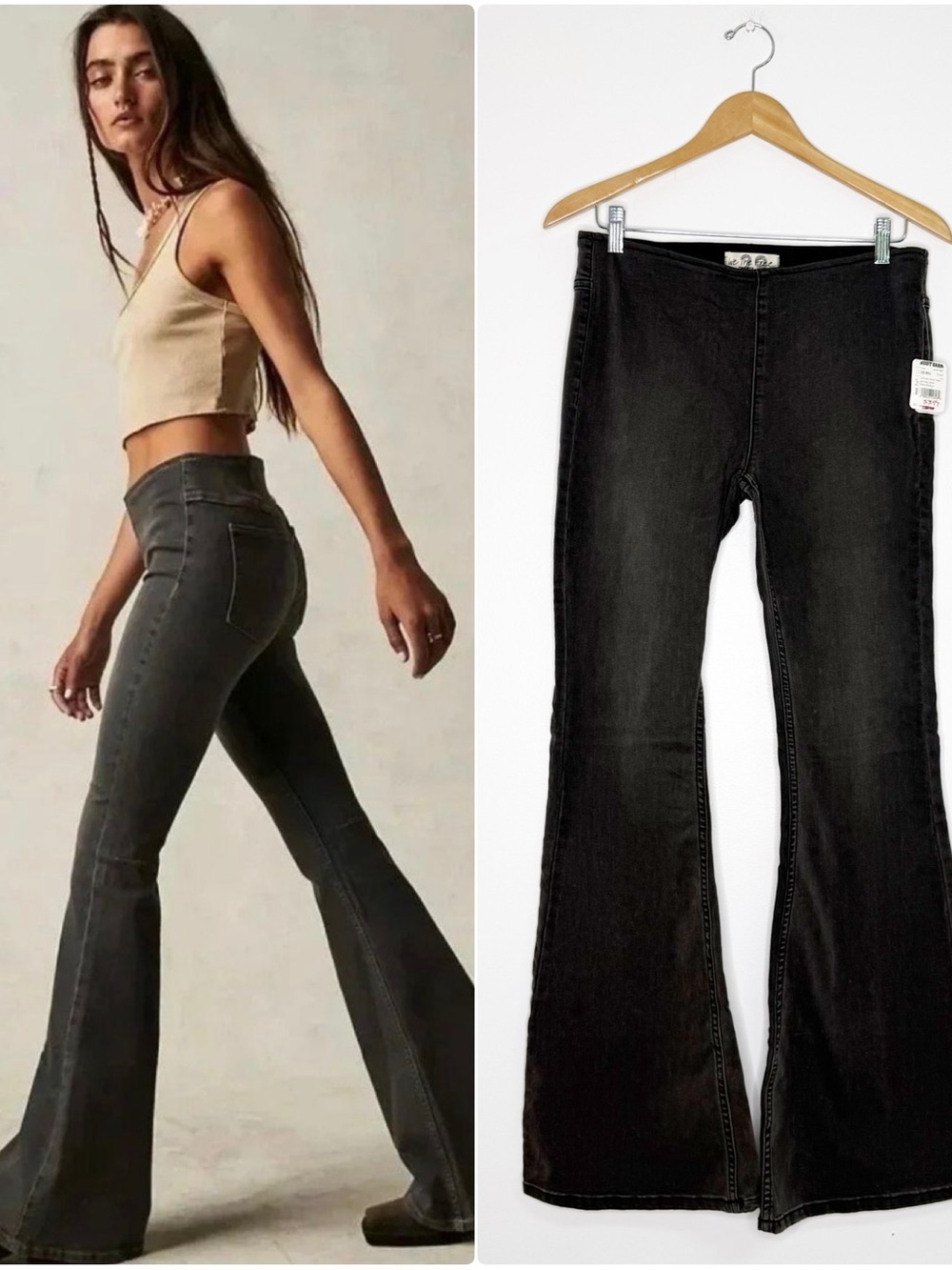 Free People Penny Pull On Flare Pants Black Size 29 NWT Bell Bottom We The Free